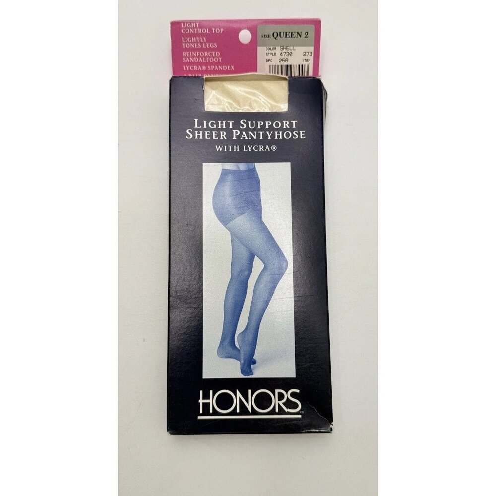 NWT Pantyhose HONORS Light Support Sheer Pantyhose Shell Size Queen 2